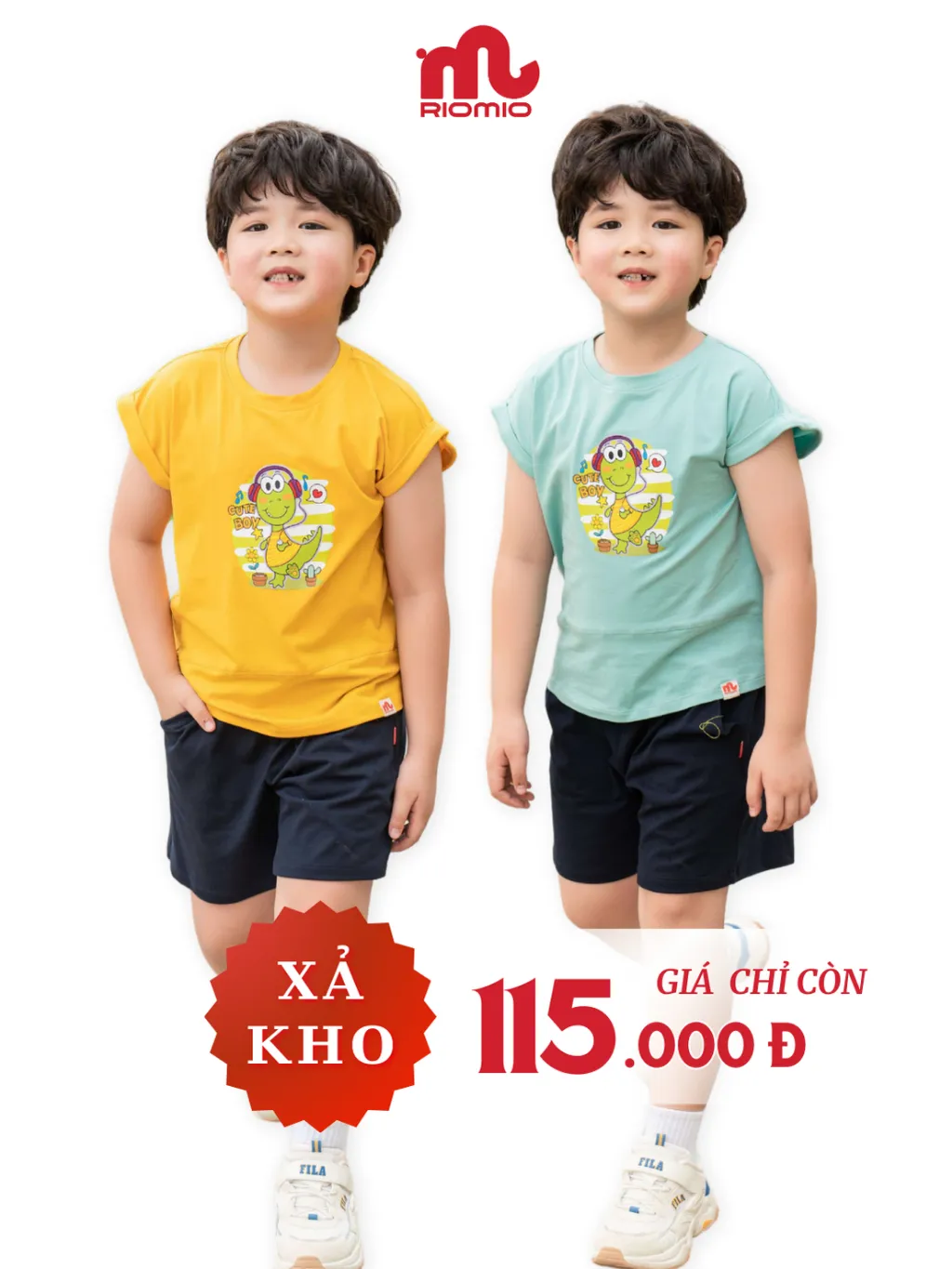 Ảnh Bộ đồ bé trai mùa hè RIOMIO hình dễ thương chất cotton mềm mát 13-27kg RBT632.1và RBT632.2 1