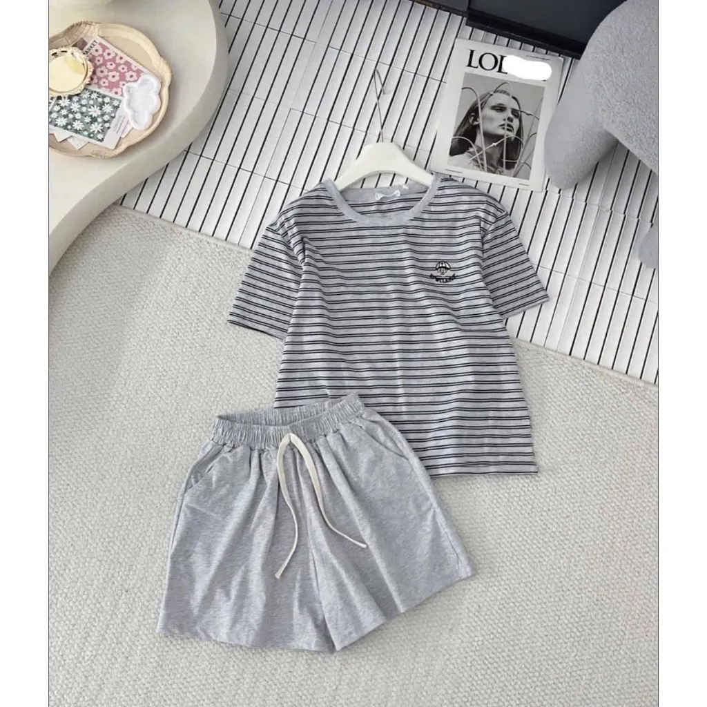 Ảnh Bộ đồ nữ classic dáng đùi chất cotton co giãn, mềm mát 3