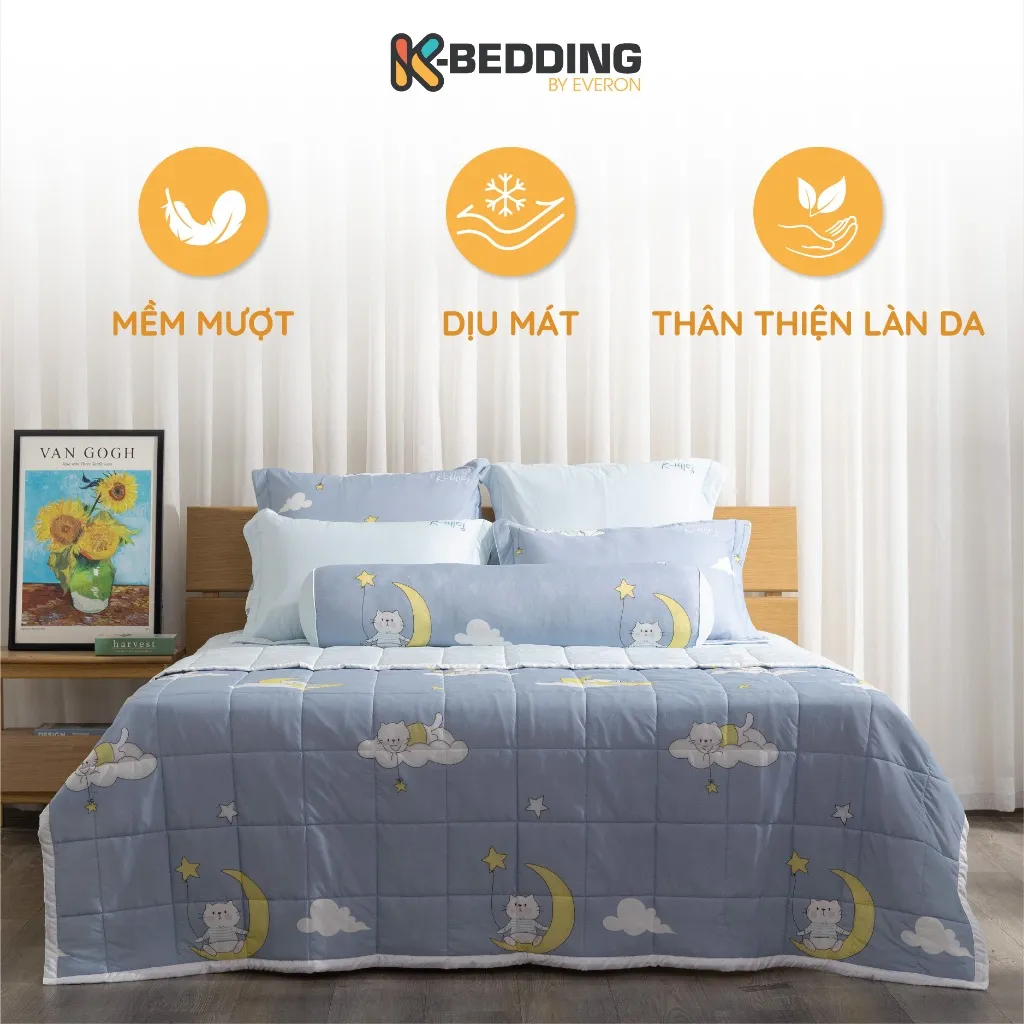 Ảnh Bộ ga chần bông K-Bedding by Everon chất vải Cool Flex KCSP mềm mát bộ 4 món, không bao gồm chăn 1
