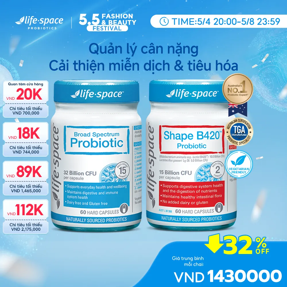 Ảnh Bộ giảm cân Life Space Probiotic B420 và Adult Broad Spectrum hỗ trợ trao đổi chất quản lý cân nặng đốt cháy mỡ hiệu quả 1