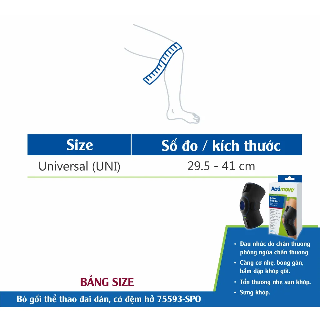 Ảnh Bó Gối Thể Thao Đai Dán, Có Đệm Hở 75593-SPO Actimove Knee Support 1