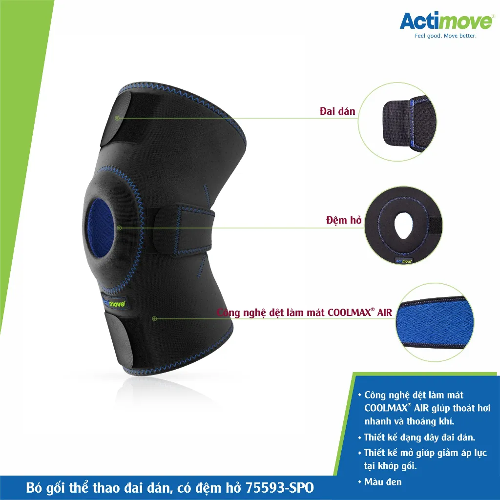Ảnh Bó Gối Thể Thao Đai Dán, Có Đệm Hở 75593-SPO Actimove Knee Support 3