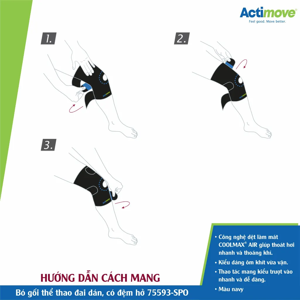 Ảnh Bó Gối Thể Thao Đai Dán, Có Đệm Hở 75593-SPO Actimove Knee Support 4