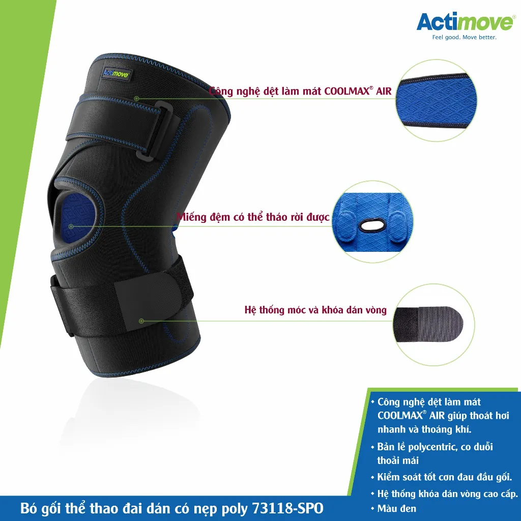 Ảnh Bó gối thể thao đai dán có nẹp poly 73118-SPO Actimove Knee Brace 2