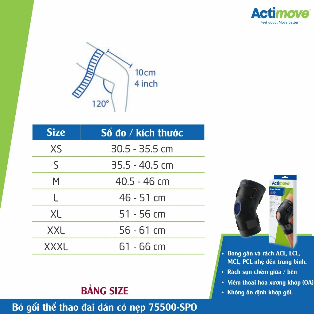 Ảnh Bó gối thể thao đai dán có nẹp 75500-SPO Actimove Knee Brace 4