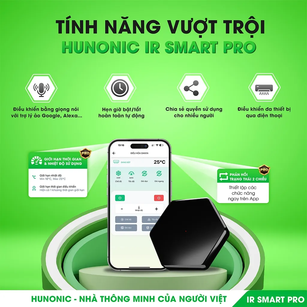 Ảnh Bộ Điều Khiển Hồng Ngoại Tivi, Điều Hoà Hunonic, Điều Khiển Thiết Bị Từ Xa Bằng Điện Thoại - HNIRS 2
