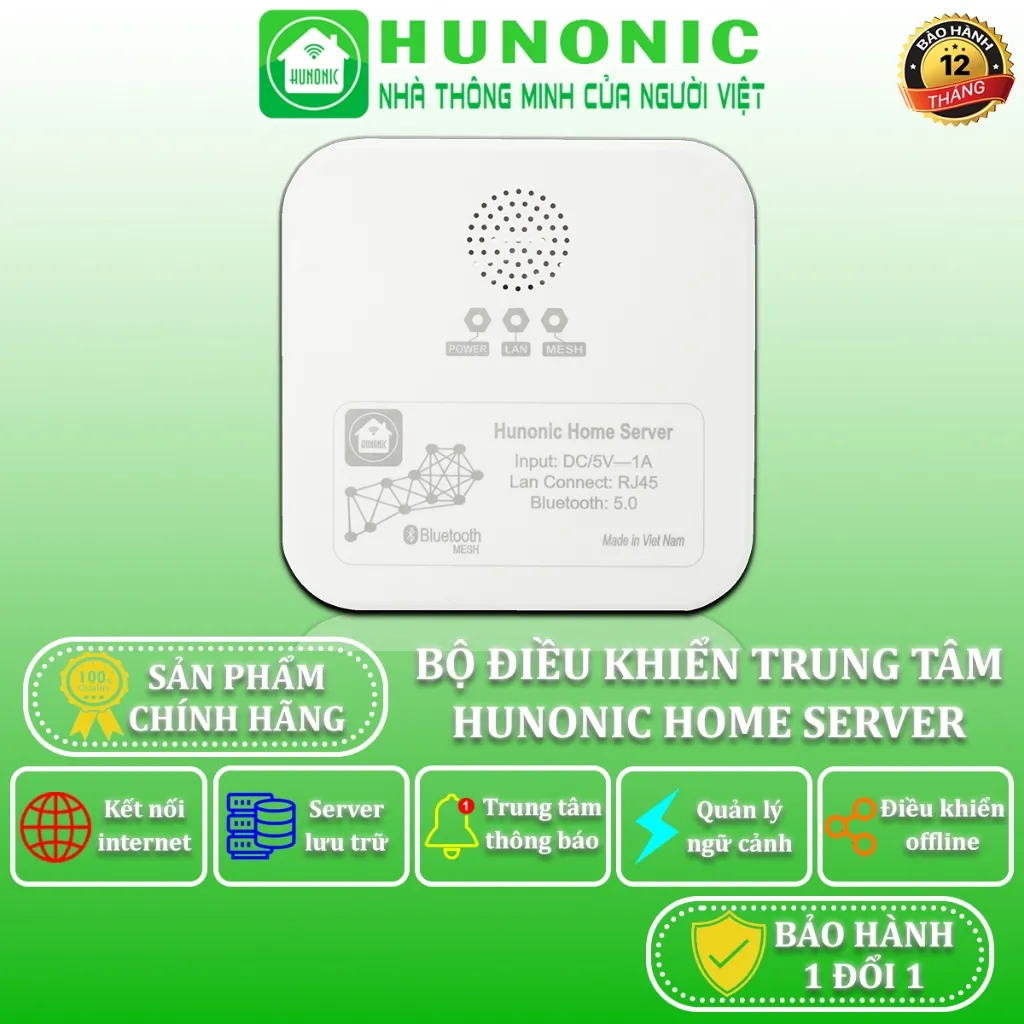 Ảnh Bộ Điều Khiển Trung Tâm Hunonic Home Server Plus, Bộ Điều Khiển Công Tắc Bluetooth Mesh - HNHSV 1