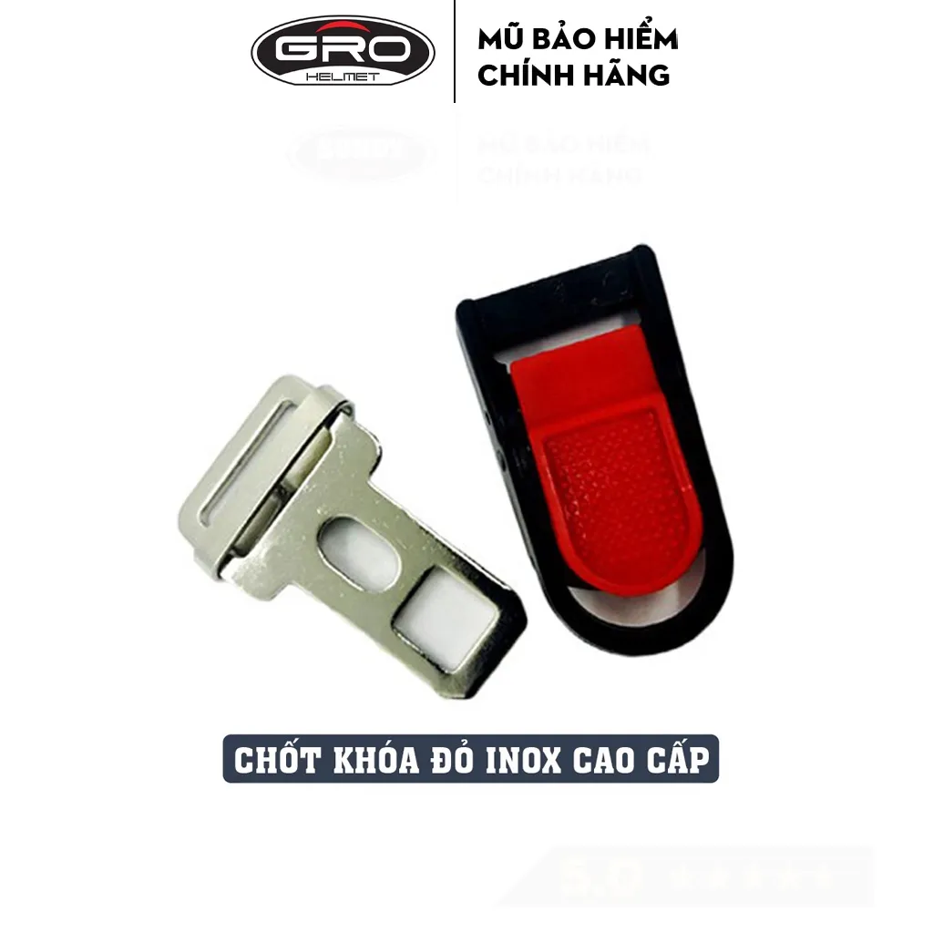 Ảnh Bộ khóa cài, chốt cài quai nón mũ bảo hiểm GRO HELMET bằng inox bền đẹp, chắc chắn, an toàn 1