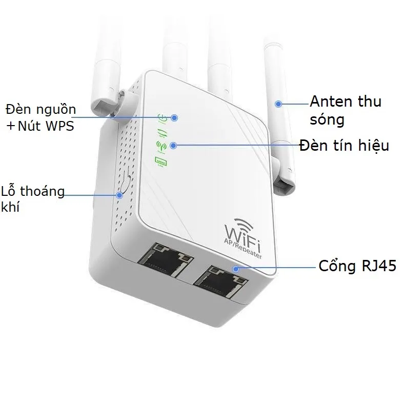 Ảnh Bộ kích sóng wifi 4 râu Gutek KS2 tốc độ 300mbps 1200mbps 2 cổng RJ45 cắm trực tiếp 2