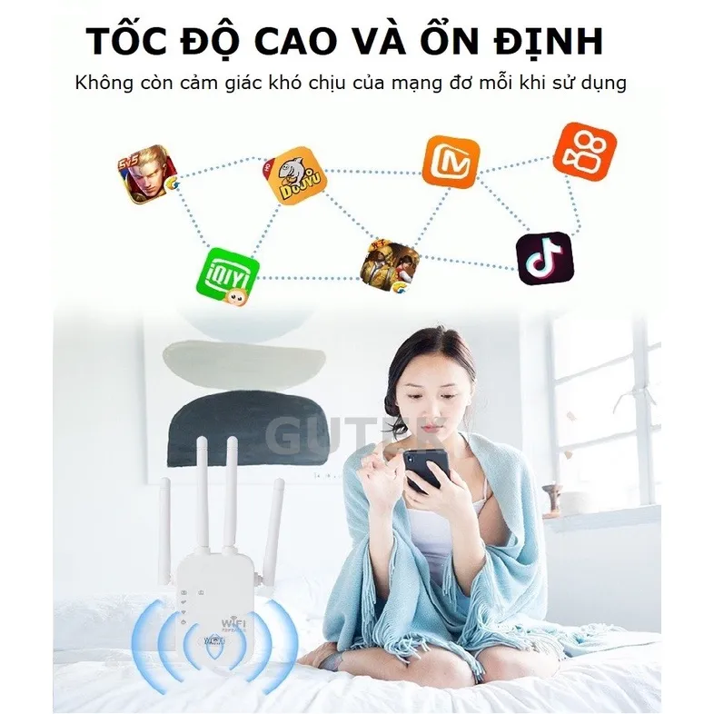 Ảnh Bộ kích sóng wifi 4 râu Gutek KS1 tốc độ 300mbps 1200mbps phát xuyên tường kết nối xa sóng mạnh 3