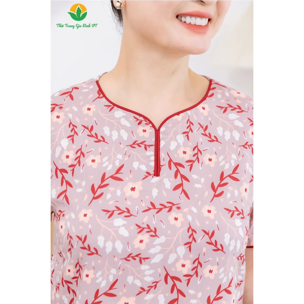 Ảnh Bộ lanh trung niên quần lửng áo cộc tay cổ lé màu thời trang Việt Thắng - B06.2422 2