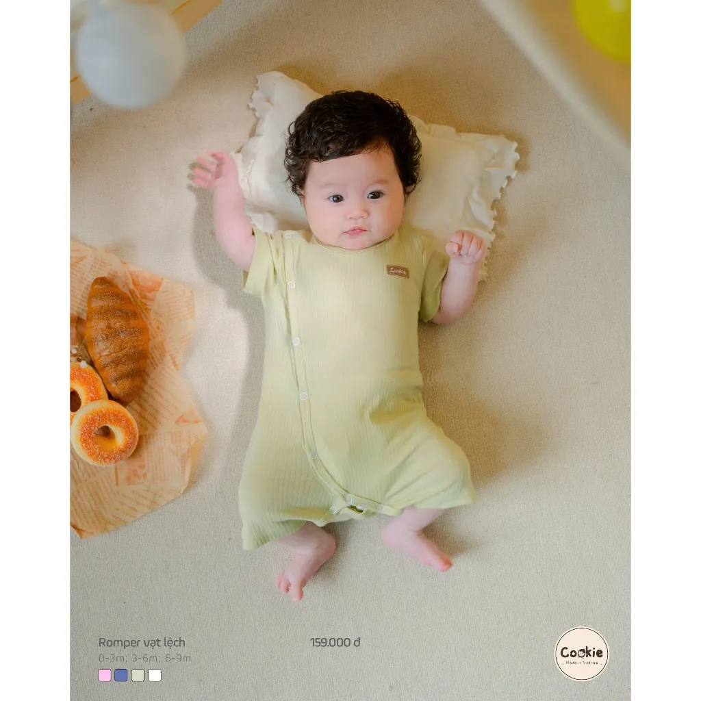 Ảnh Bộ Liền Thân Cho Bé COOKIE, Romper VẠT LỆCH Từ Newborn Tháng Đến 9 Tháng 2025 4