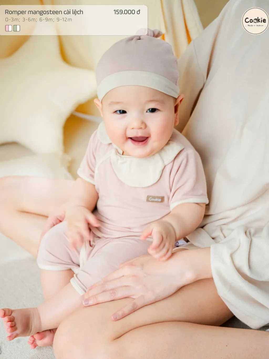 Ảnh Bộ Liền Thân COOKIE, Romper Mangosteen Măng Cụt CÀI LỆCH Chất Bamboo Cho Bé Từ 0 Đến 12 Tháng 2025 1