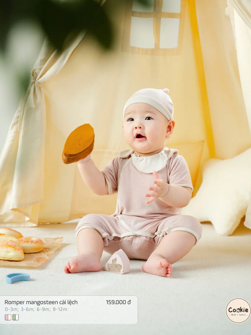 Ảnh Bộ Liền Thân COOKIE, Romper Mangosteen Măng Cụt CÀI LỆCH Chất Bamboo Cho Bé Từ 0 Đến 12 Tháng 2025 4