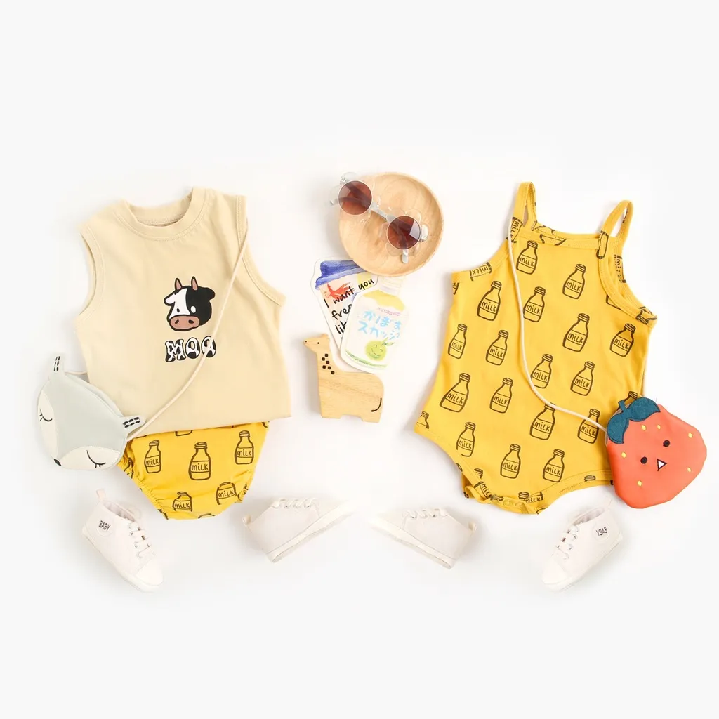 Ảnh Bộ liền thân Sanlutoz không tay bằng cotton thời trang mùa hè cho bé gái 1