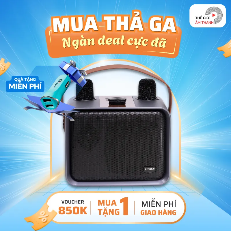Ảnh Bộ Loa Karaoke Bluetooth iCore ISM09 Kèm 02 Micro - CHÍNH HÃNG STORE 1