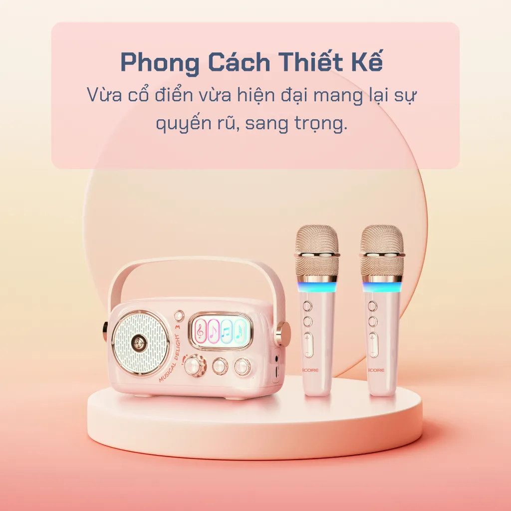 Ảnh Bộ Loa Karaoke Mini Cổ Điển Bluetooth iCore VSM99 kèm 02 Micro - CHÍNH HÃNG STORE 3