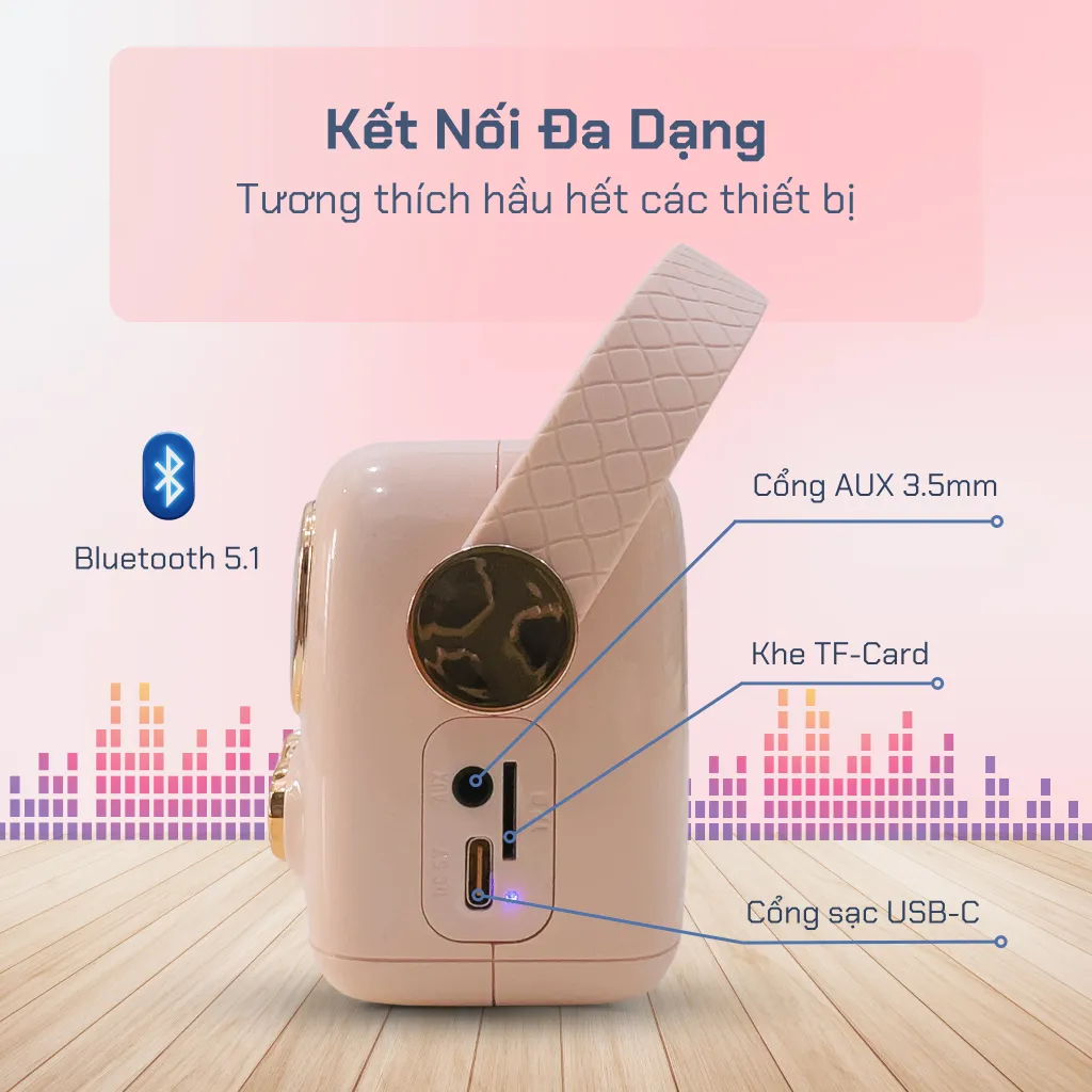 Ảnh Bộ Loa Karaoke Mini Cổ Điển Bluetooth iCore VSM99 kèm 02 Micro - CHÍNH HÃNG STORE 4
