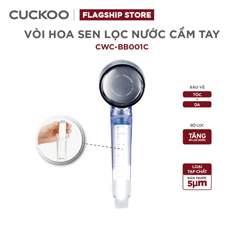 Ảnh Bộ lọc nước vòi sen CUCKOO CWC-BB001C - Hàng chính hãng - Không gắn được phụ kiện lõi lọc Clo và Vitamin C 1