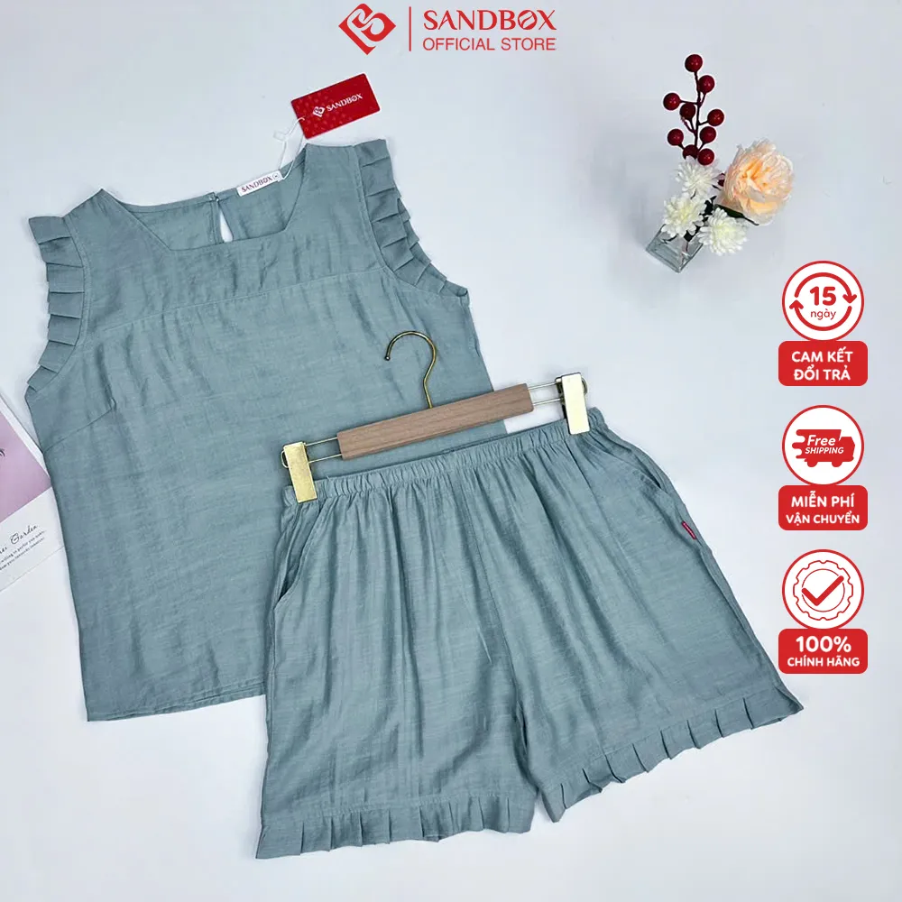 Ảnh Bộ Mặc Nhà Nữ SANDBOX Thiết Kế Sát Nách, Quần Đùi Chất Đũi Tơ Cao Cấp Mềm Mát Thoải Mái BDD25001 3
