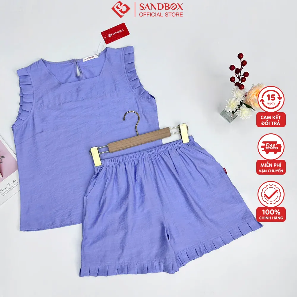 Ảnh Bộ Mặc Nhà Nữ SANDBOX Thiết Kế Sát Nách, Quần Đùi Chất Đũi Tơ Cao Cấp Mềm Mát Thoải Mái BDD25001 4