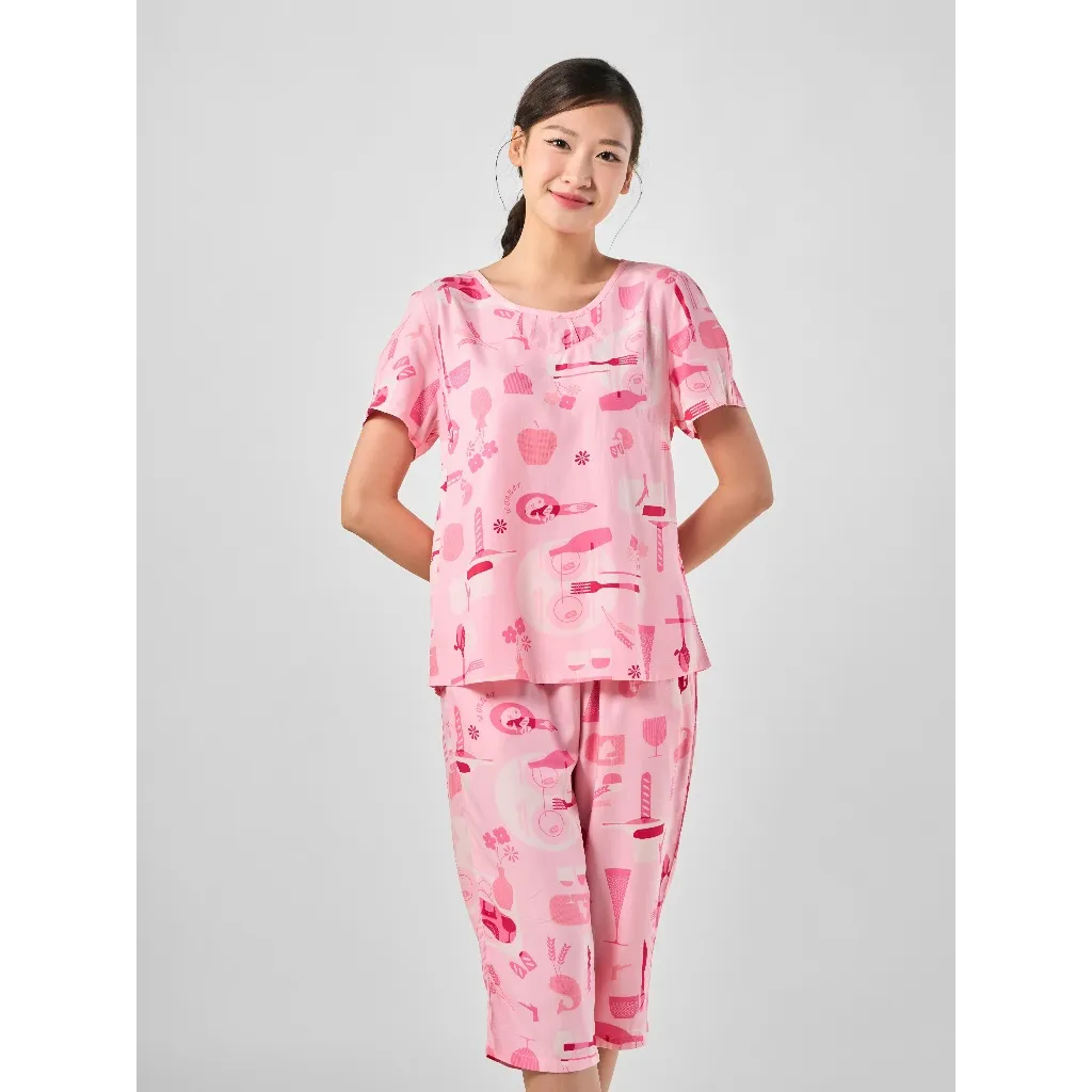 Ảnh Bộ mặc nhà nữ WINNY kiểu cộc tay quần ngố chất lanh mềm 2MNLA23033N 4