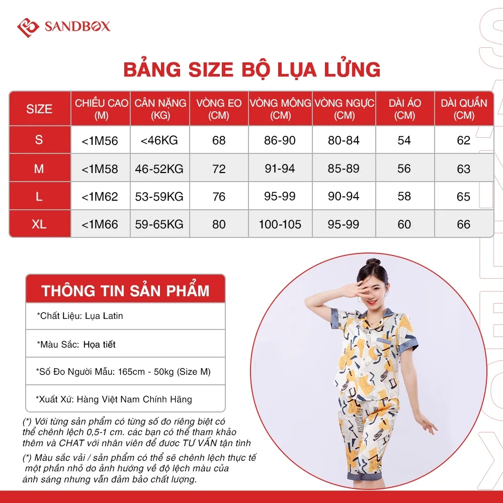 Ảnh Bộ mặc nhà Pyjama nữ mùa hè SANDBOX Lụa Latin cao cấp tay cộc quần lửng nhiều màu BLL22005-2 2