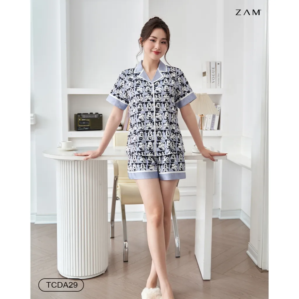Ảnh BỘ MẶC NHÀ SHE BY ZAM - TCDA29 - BỘ NGẮN TAY QUẦN ĐÙI MICKEY XÁM 1