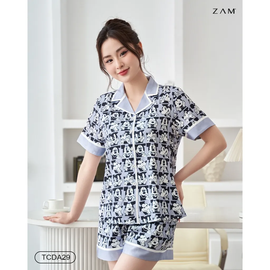 Ảnh BỘ MẶC NHÀ SHE BY ZAM - TCDA29 - BỘ NGẮN TAY QUẦN ĐÙI MICKEY XÁM 3