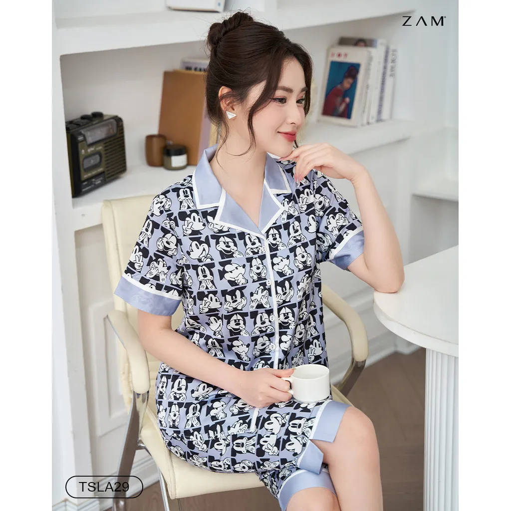 Ảnh BỘ MẶC NHÀ SHE BY ZAM - TSLA29 - BỘ NGẮN TAY QUẦN LỬNG MICKEY XÁM 1