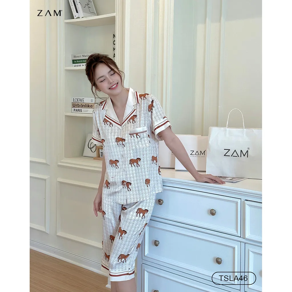 Ảnh BỘ MẶC NHÀ SHE BY ZAM - TSLA46 - BỘ NGẮN TAY QUẦN LỬNG NGỰA NÂU 3
