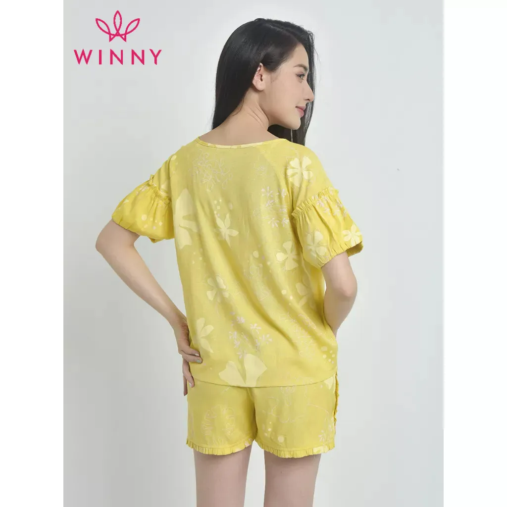 Ảnh Bộ Mặc Nhà WINNY Kiểu Tay Cộc Quần Đùi Chất Đũi Gân 1MNDG22225C 2