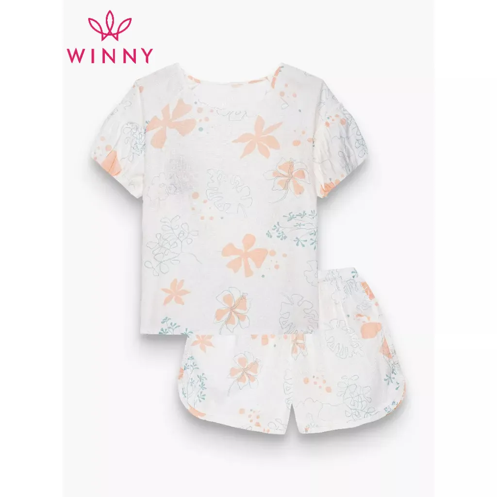 Ảnh Bộ Mặc Nhà WINNY Kiểu Tay Cộc Quần Đùi Chất Đũi Gân 1MNDG22225C 3