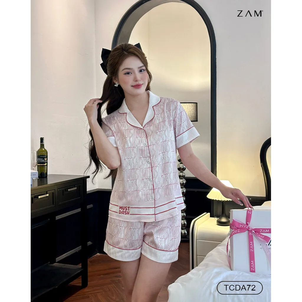 Ảnh BỘ MẶC NHÀ ZAM - TCDA72 - BỘ NGẮN TAY QUẦN ĐÙI MUST DASH HỒNG 4