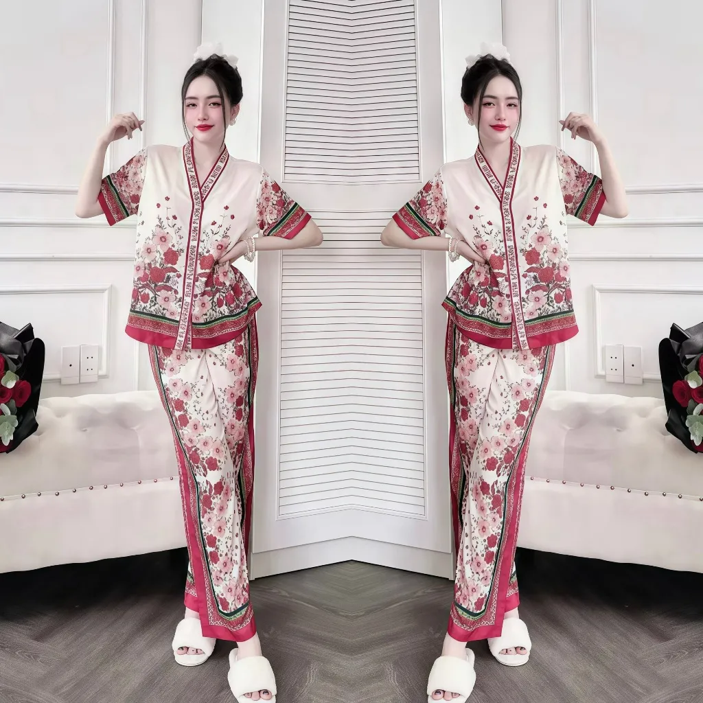 Ảnh Bộ Ngủ Pijama Cộc Tay Quần dài Hisexy Set Ngủ Pijama Lụa Latin Cao Cấp mềm mịn P17 1