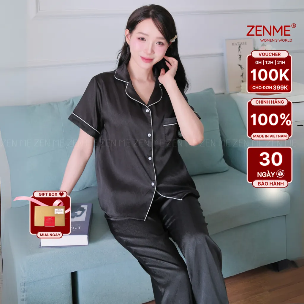 Ảnh Bộ Ngủ Pijama Dài Tay Thu Đông Lụa Cao Cấp Zen Me Women’s World  PJDD0824 1