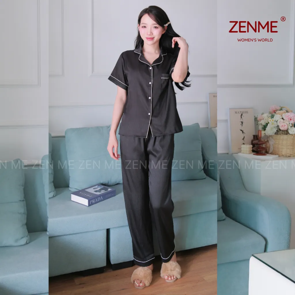 Ảnh Bộ Ngủ Pijama Dài Tay Thu Đông Lụa Cao Cấp Zen Me Women’s World  PJDD0824 3