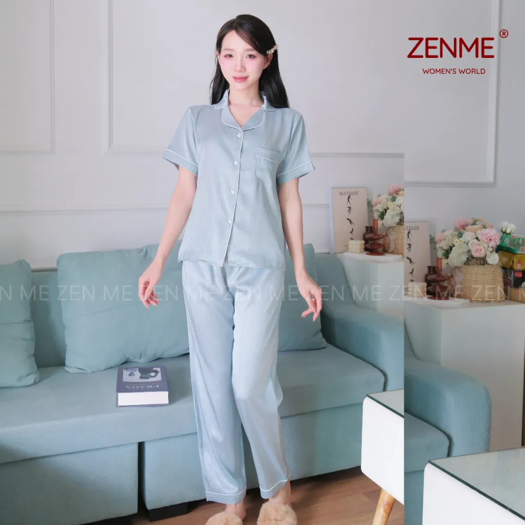 Ảnh Bộ Ngủ Pijama Dài Tay Thu Đông Lụa Cao Cấp Zen Me Women’s World  PJDD0824 4