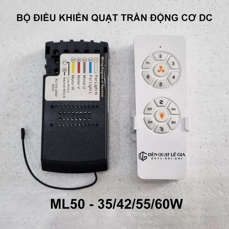 Ảnh Bộ Nguồn và Điều Khiển Quạt Trần 5 - 6 số DC | Điều Khiển Quạt Trần inverter biến tần 3 pha động cơ DC 35w,42w,55w 4
