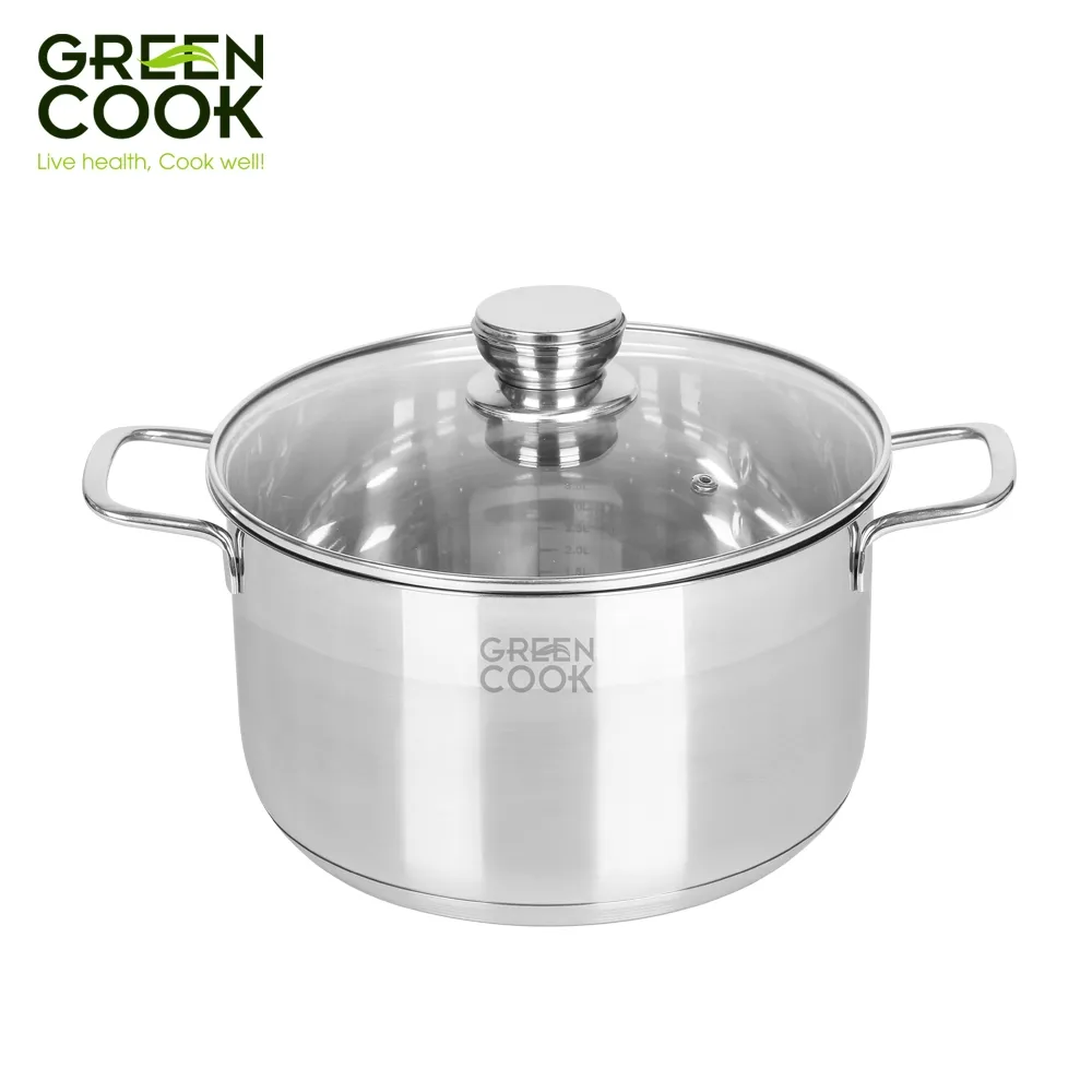 Ảnh Bộ nồi Inox 201 cao cấp 5 đáy GCS232-T1 Green Cook siêu bền sử dụng được trên bếp từ ( Các loại bếp ) 1