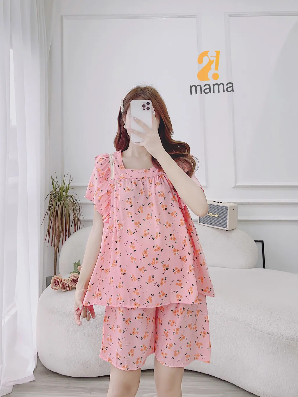 Ảnh Bộ đồ bầu lửng  2MAMA chất đũi, mềm mịn, 3 tầng cộc tay mùa hè sau sinh cho mẹ V222 2