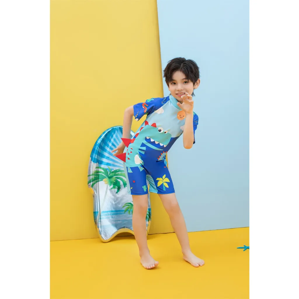 Ảnh Bộ đồ bơi bé trai liền thân SKIDS quần áo bơi cho ngắn tay cho bé đi biển họa tiết khủng long người nhện đáng yêu 3