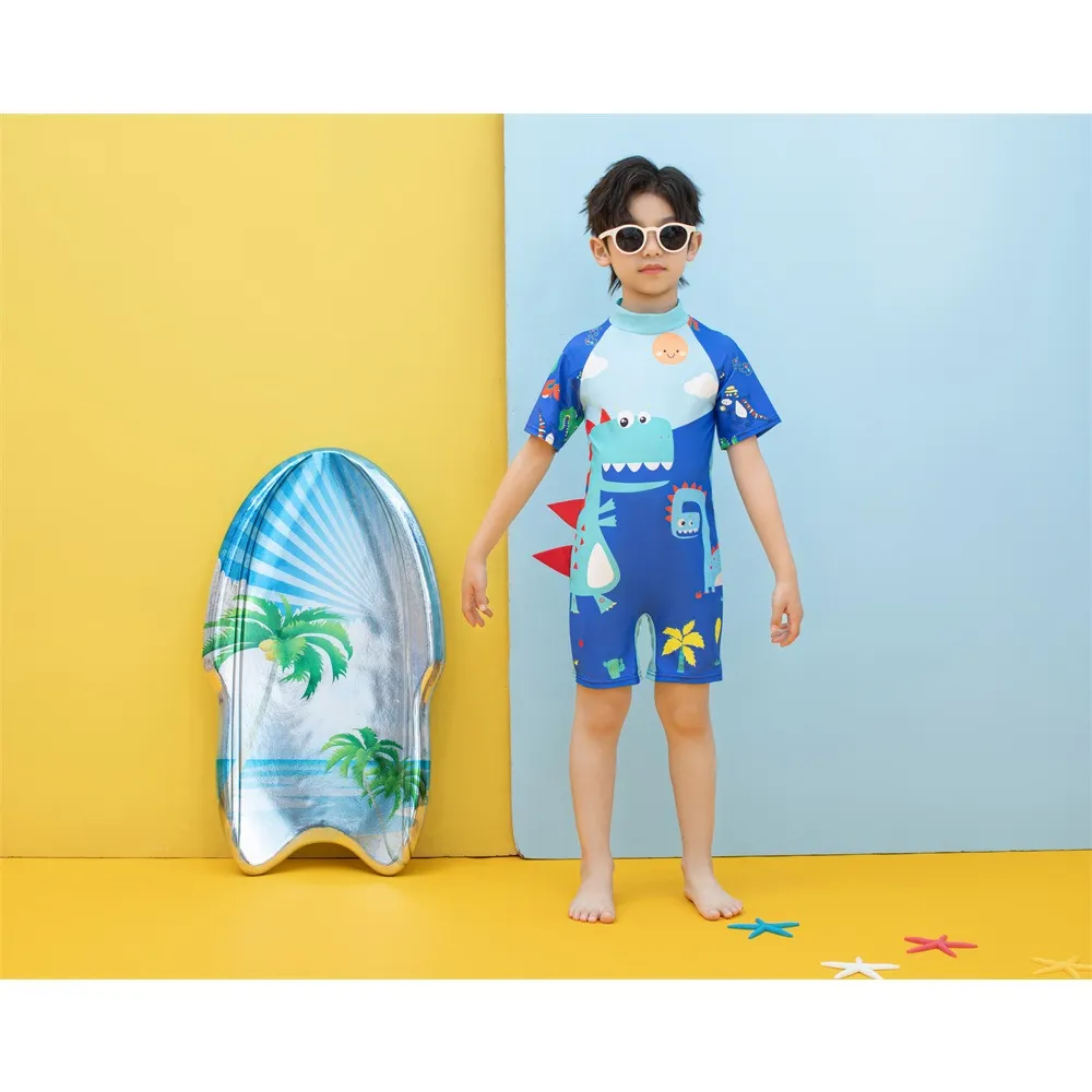 Ảnh Bộ đồ bơi bé trai liền thân SKIDS quần áo bơi cho ngắn tay cho bé đi biển họa tiết khủng long người nhện đáng yêu 4