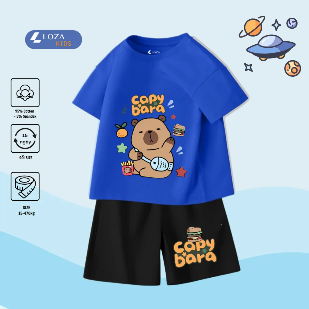 Ảnh Bộ đồ Capybara cho bé trai - Quần áo bé trai size từ 15-40kg-  Loza Kids SB224 2