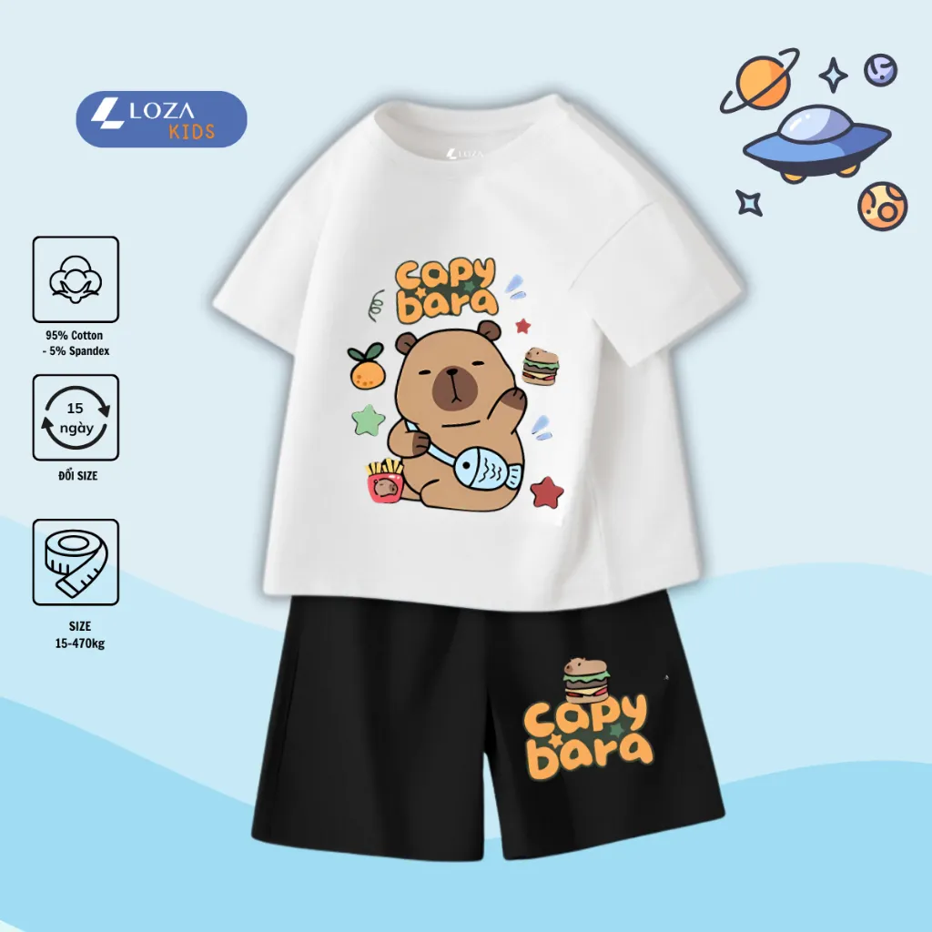 Ảnh Bộ đồ Capybara cho bé trai - Quần áo bé trai size từ 15-40kg-  Loza Kids SB224 3