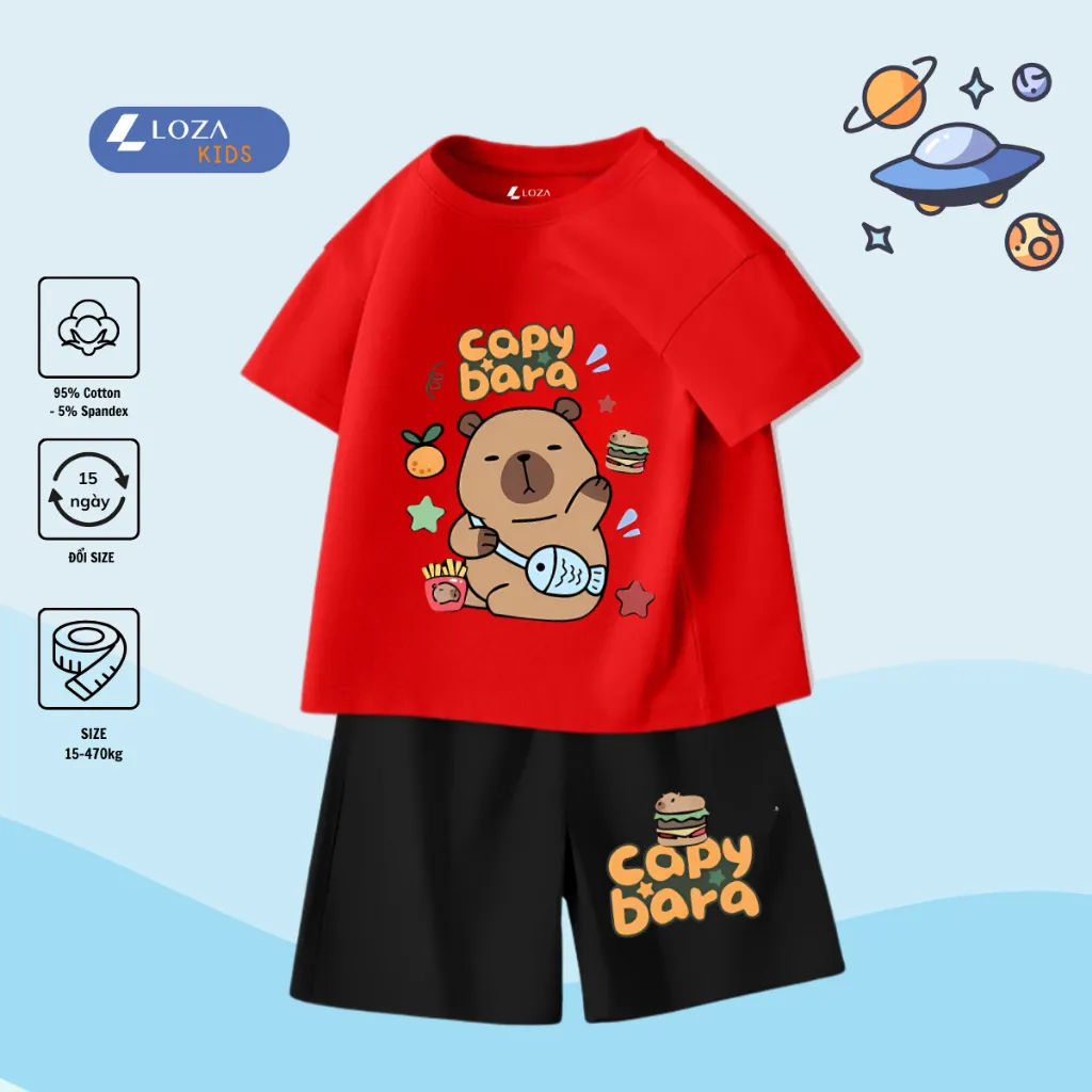 Ảnh Bộ đồ Capybara cho bé trai - Quần áo bé trai size từ 15-40kg-  Loza Kids SB224 4