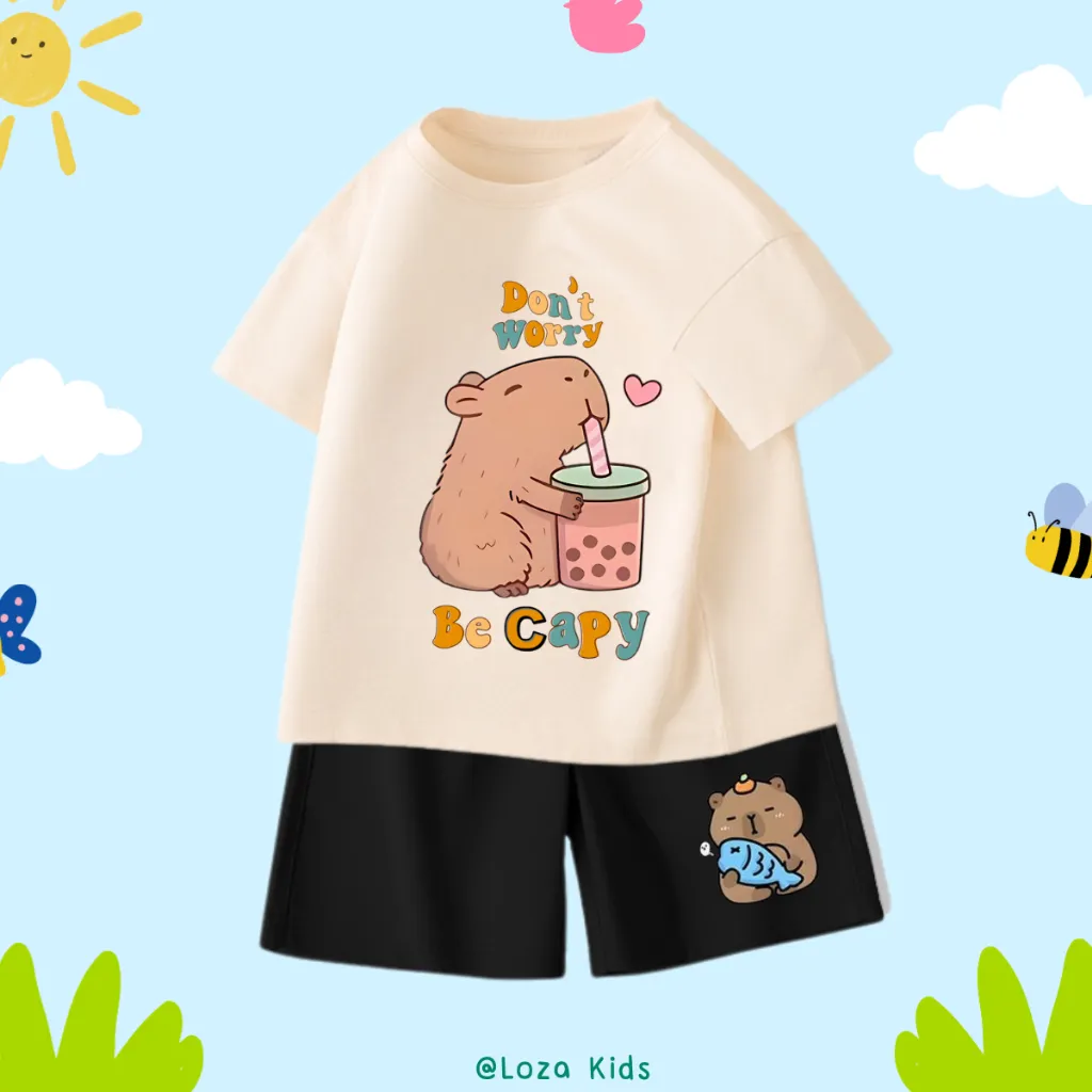 Ảnh Bộ đồ Capybara mẫu mới 2025 cho bé trai - Quần áo bé trai size từ 15-40kg-  Loza Kids SB114 1