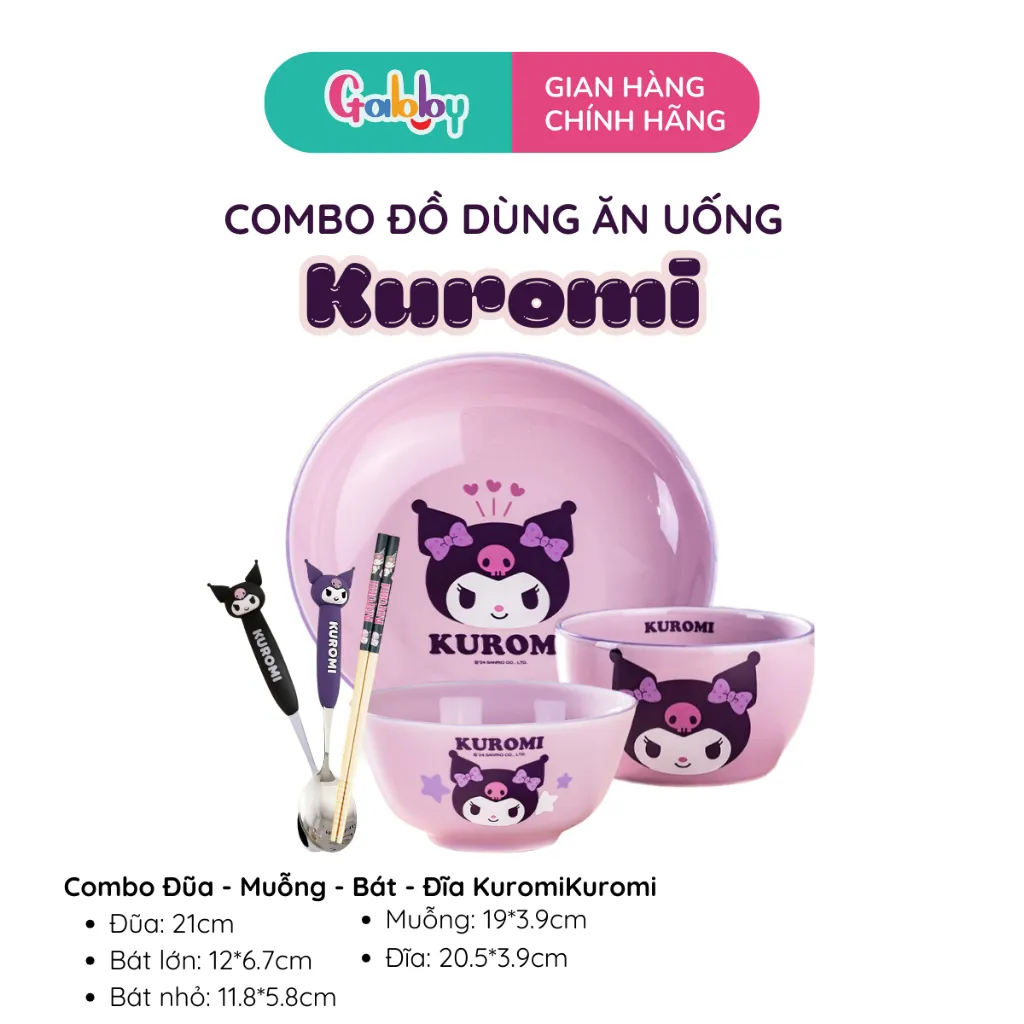 Ảnh Bộ Đồ Dùng Ăn Uống Bát, Dĩa, Muỗng, Đũa Lotso/Kuromi/Kitty/My Melody/Cinnamoroll Cho Bé 3
