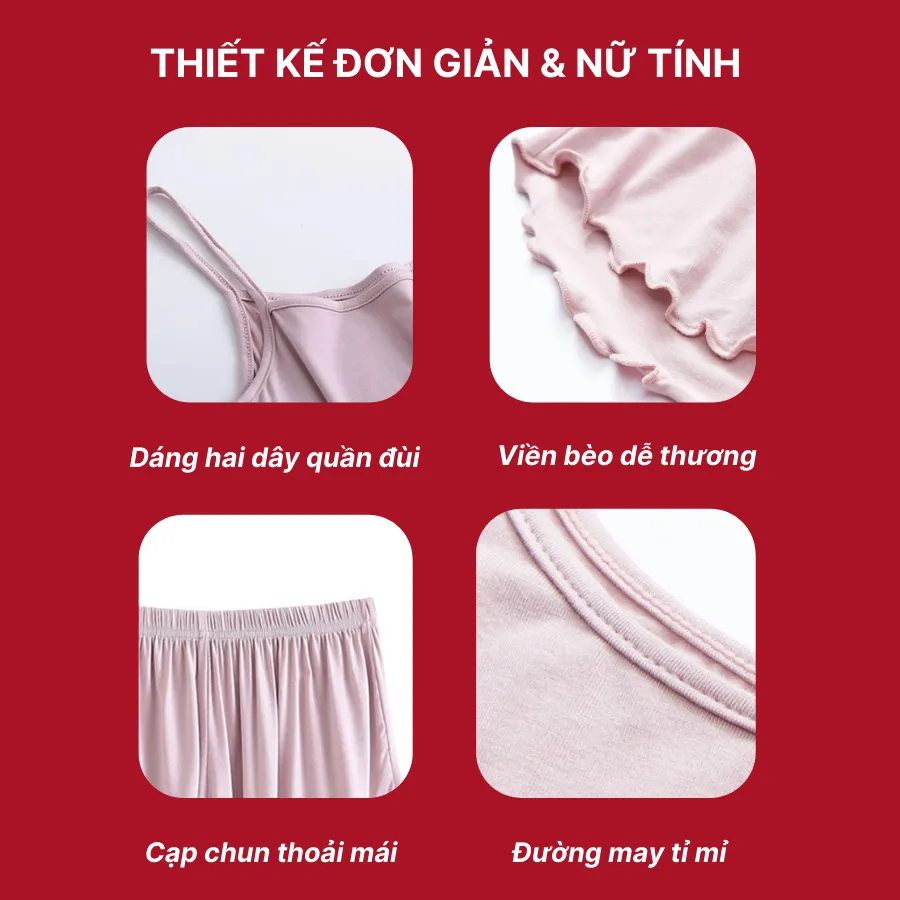 Ảnh Bộ đồ ngủ mặc nhà nữ mùa hè 2 dây chất thun Cotton co giãn 4 Chiều BT0223, Zen Me Women's World 4