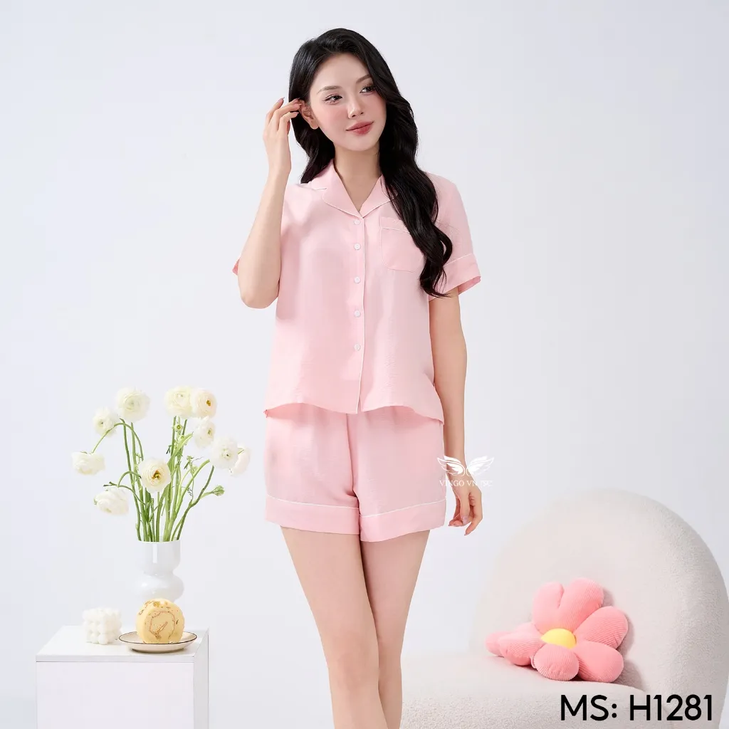 Ảnh Bộ đồ ngủ nữ Pijama mặc nhà tơ đũi VINGO tay ngắn mùa hè H1281 VNGO 3